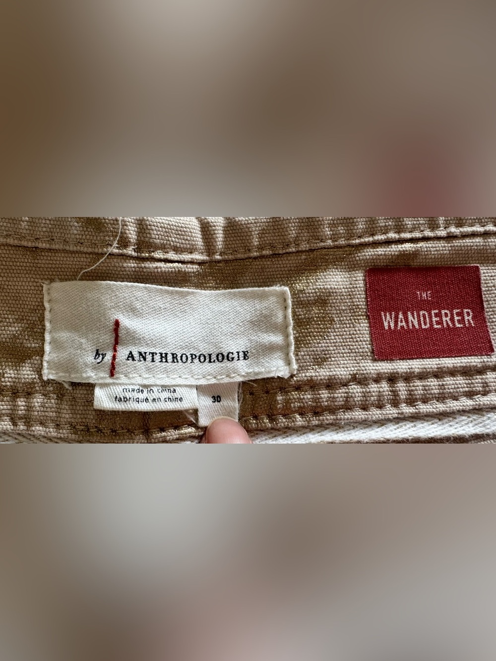 Anthropologie Beige Cargo Pants with Gold Foil Accents - Picture 8 of 10